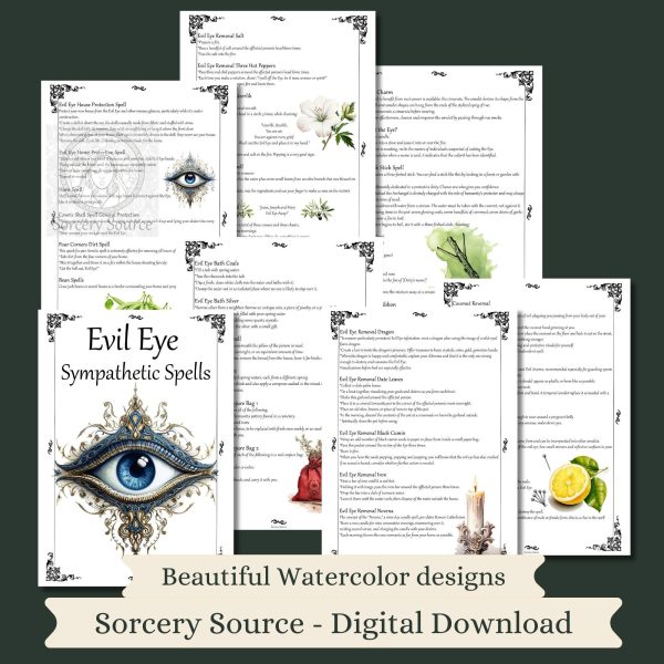 Angry eye sympathetic spells, book of shadows grimoire printable, forest witchcraft pages