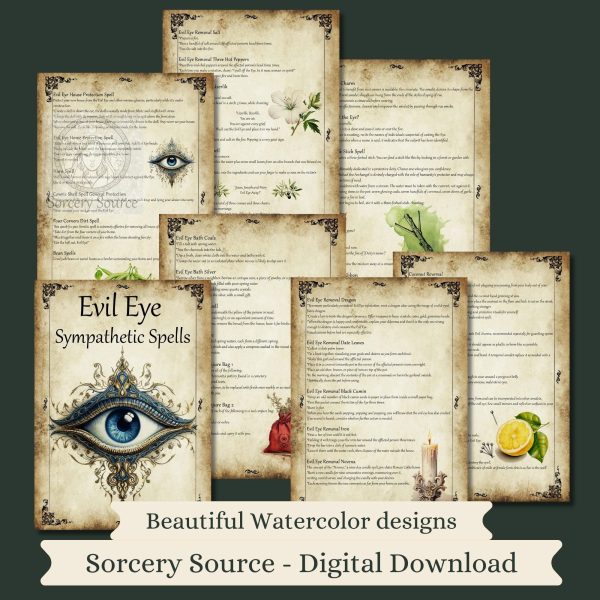 Angry eye sympathetic spells, book of shadows grimoire printable, forest witchcraft pages