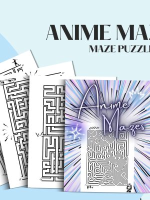 Anime mazzel book, 30 printable pages, maze for children, instant download, brain teaser game, maze play, kids activity book