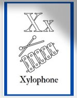 Alphabet coloring book with a mix of animals, instruments, food and items