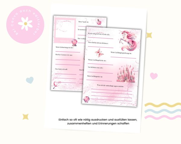 Print template Friends book Eenhoorn - Friendship of Kleuterchool - Friends book to print yourself - Friends book pages - Friends cards -