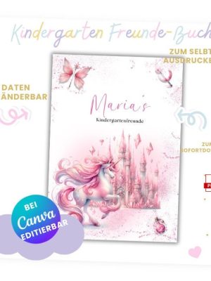 Print template Friends book Eenhoorn - Friendship of Kleuterchool - Friends book to print yourself - Friends book pages - Friends cards -