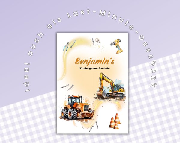 Printing template Friends book Construction Place - Friendship of Kleuternschool - Friends book to print yourself - Friends book pages - Friends cards