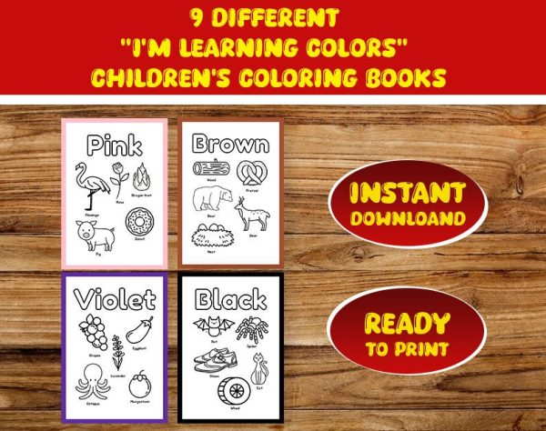 Learn colors for children - Pre -school learning - Download coloring book directly - ready to print