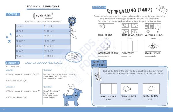 The Fun Times Tables workbook for children (7-9 years): Fascinating exercises for multiplying and sharing for the daily calculations Paperback