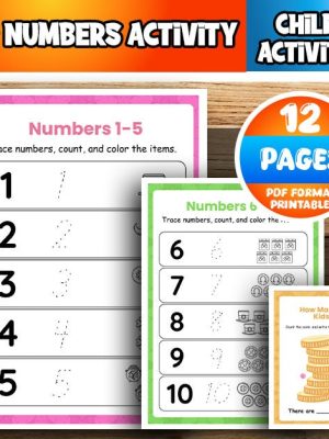 Activity book with 1-20 figures - Pre -school learning - Activity book for children - Direct download book - ready to print