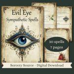 Angry eye sympathetic spells, book of shadows grimoire printable, forest witchcraft pages