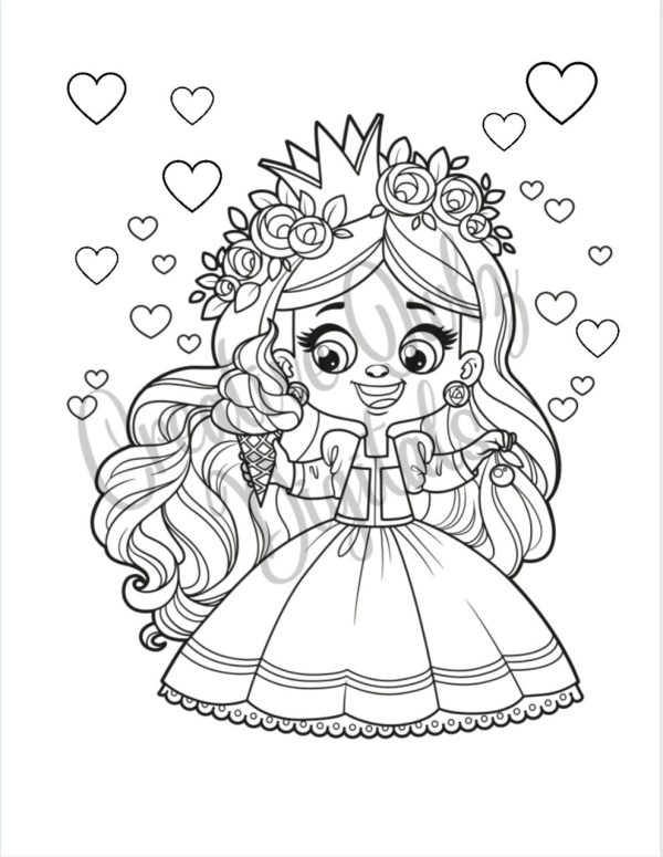 Pretty Princess Coloring Pages; Princess Coloring Pages;  Fun Coloring Book for Young Kids;