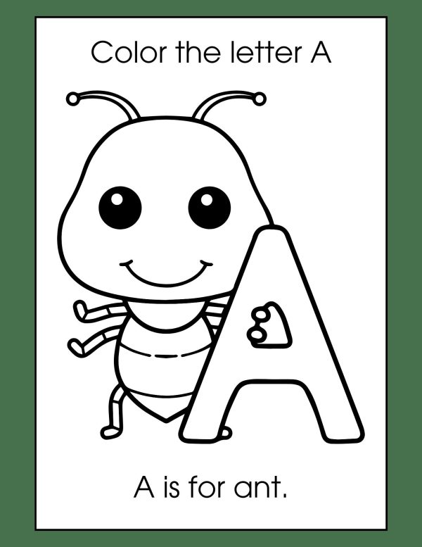 Children alphabet coloring book digitally ready to print