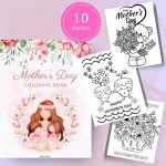 Coloring book, Mother's Day design, colored coloring book pages, Mother's Day Colorbook, Digital Download, PDF Instant Dowload, 10 pages PDF