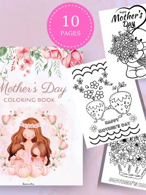 Coloring book, Mother's Day design, colored coloring book pages, Mother's Day Colorbook, Digital Download, PDF Instant Dowload, 10 pages PDF