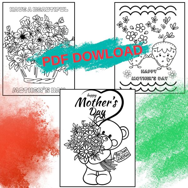 Coloring book, Mother's Day design, colored coloring book pages, Mother's Day Colorbook, Digital Download, PDF Instant Dowload, 10 pages PDF