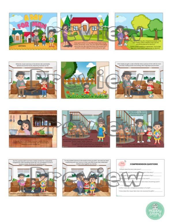 A day before Mama Mother's Day Comprehension Reading Children Story Book Short Stories