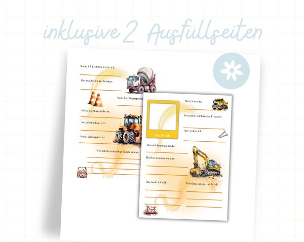 Printing template Friends book Construction Place - Friendship of Kleuternschool - Friends book to print yourself - Friends book pages - Friends cards