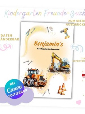 Printing template Friends book Construction Place - Friendship of Kleuternschool - Friends book to print yourself - Friends book pages - Friends cards